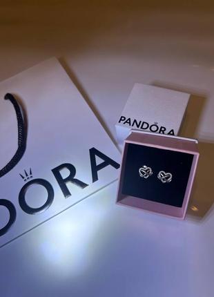 Серьги pandora "блестящее сердце бесконечности"