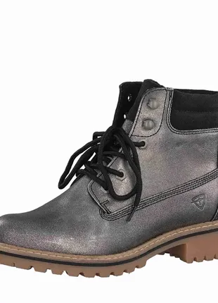 Серебряные tamaris 40-41 ботинки с утеплением
