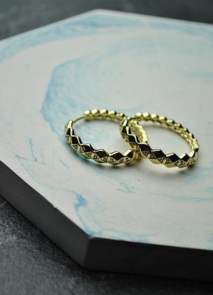 Серьги кольца с фианитами медицинская сталь позолота (x163)