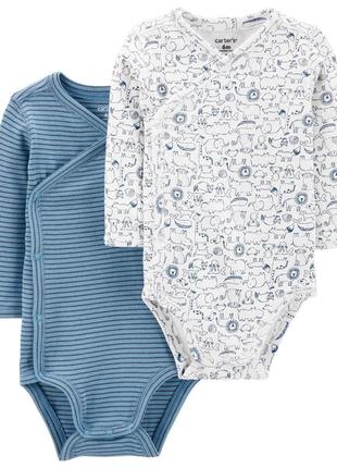 Carters комплект бодиков с длинным рукавом из 2 шт картерс боди на запах