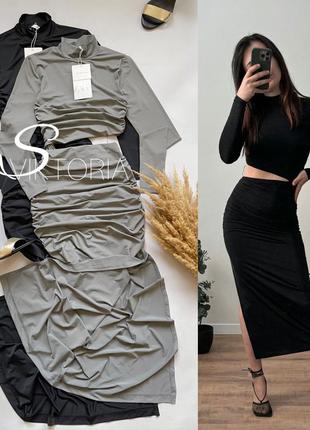 Плаття сукня міді з розрізом zara