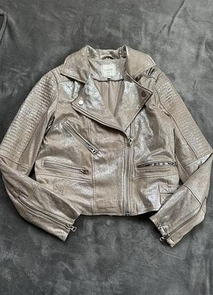 Куртка косуха срібляста з напиленням