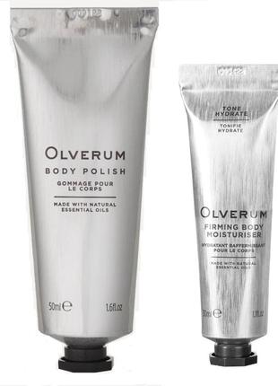 Olverum body polish освітлюючий скраб для тіла 50 мл та підтягуючий зволожуючий крем для тіла 30 мл