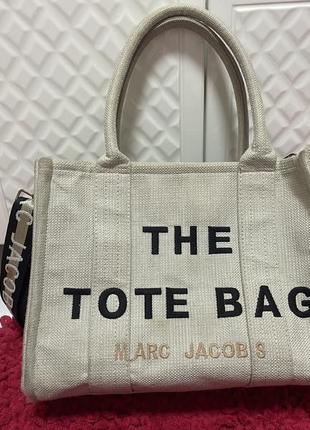 Стильная льняная сумка marc jacobs tote bag