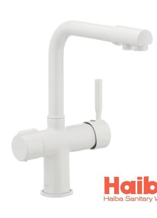 Змішувач для кухні haiba hans 021 з вих. для питної води (білий) (hb0842)
