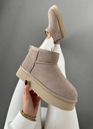 Женские угги ультра мини крем ugg ultra mini platform, жэнкие угги на платформе