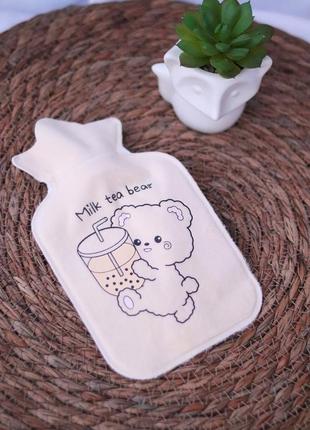Детская грелка в плюшевом чехле milk tea bear мишка