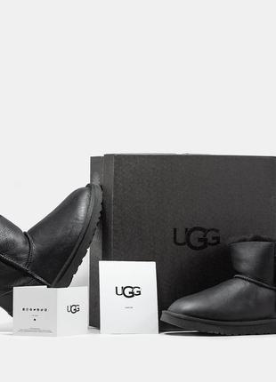 Угги кожаные ugg Yeah classic mini zip черные угги