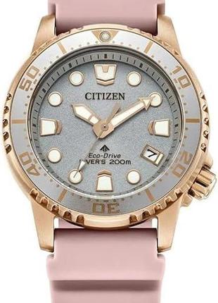 Женские аналоговые часы citizen eco-drive с резиновым ремешком eo2023-00a, розовые, ремешок