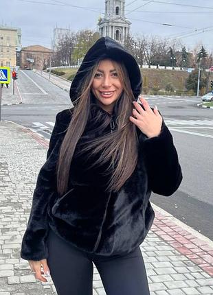 Шуба автоледі з екохутра під канадську норку жіноча