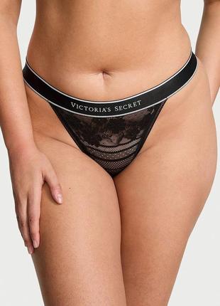 Трусики черные кружевные бикини victoria’s secret