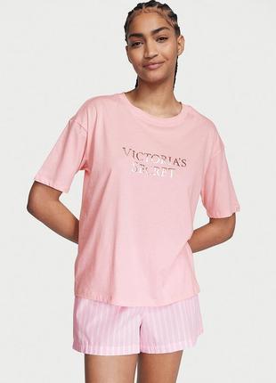 Бавовняна коротка піжама з футболкою-джама. victoria's secret. оригінал 🇺🇸