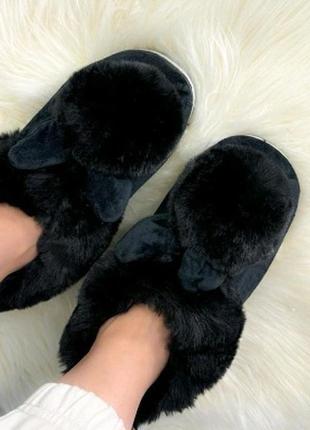 Капці пухнасті,з помпоном та вушками 🐰5 фото