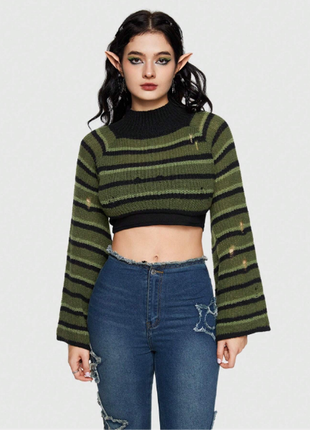 Y2k укороченный свитер топ с дырками