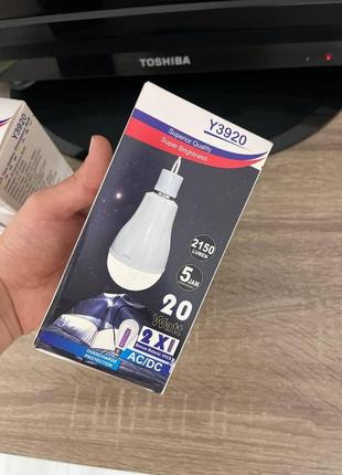 Аккумуляторная аварийная светодиодная led лампочка y-3920 20w e27 фонарик светильник на 2 аккумуляторах6 фото