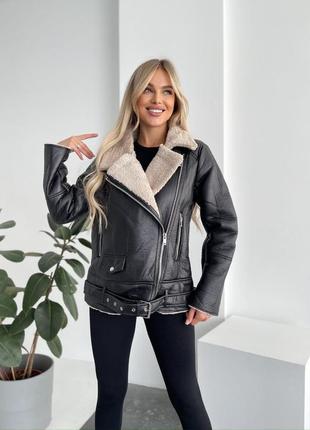 Дубленка женская авиатор из эко-кожи