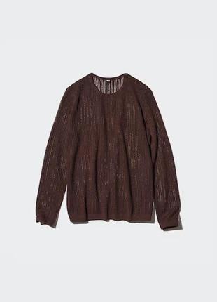 Светр uniqlo темно-коричневий lace sweater