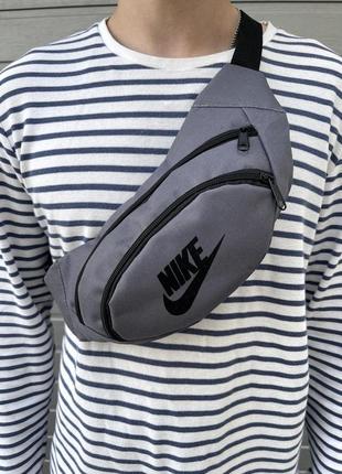 Бананка nike сіра з чорним лого тканинна якісна shop