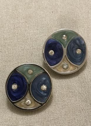 Клипсы с запеченной эмалью и кристаллами 2,5