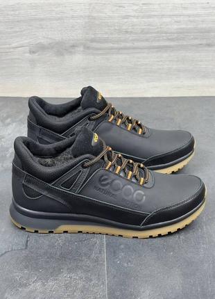 Мужские зимние кроссовки ecco tex натуральная кожа