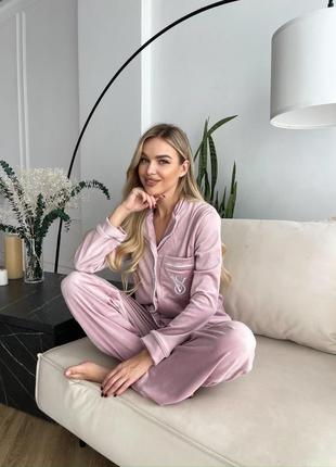 Піжама у стилі victoria secret велюровая пижамка виктория сикрет черная барби серая пудра