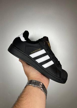 Кроссовки adidas superstar black мех