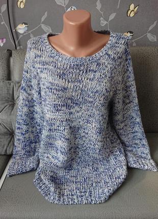 Голубой свитер большой размер батал 50 /52 джемпер пуловер кофта