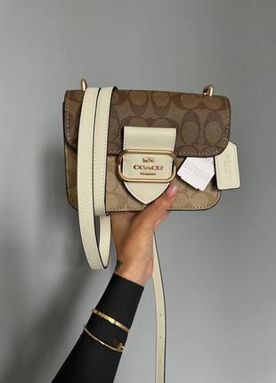 Женская сумка coach Adidas shoulder bag signature canvas коричневая