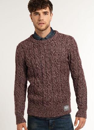Светр чоловічий вязаний superdry бордовий