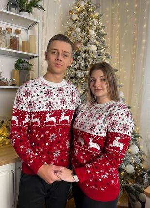 Свитер с оленями свитер с оленя зимние прикольные свитера с оленями новогодние теплые парные свитера