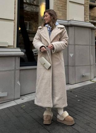 Теплая зимняя шуба  шубка тедди  пальто из искусственного меха длинная