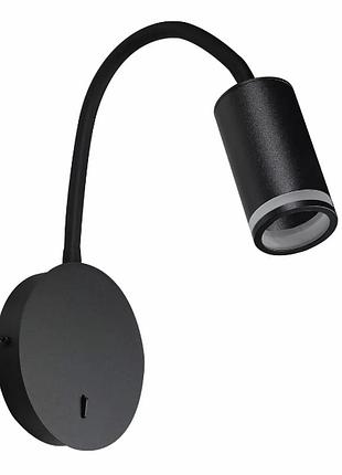 Бра настінне змійка з вимикачем під лампу gu10 wl01155 чорний