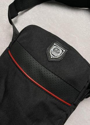 Барсетка из полиэстера philipp plein черная тканевая качественная shop