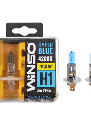Галогенова лампа winso h1 12v 55w p14.5s hyper blue 4200k для авто та побуту ku-22