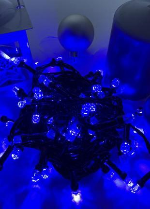 Новорічна гірлянда кристали нитка 300 led світлодіодна синя 15 м для дому та вулиці (обмежено)