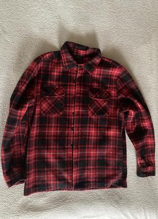 Рубашка теплая красная в клетку