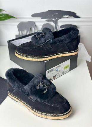 Лофери шанель замша хутро преміум