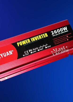Преобразователь напряжения eryuan 2600w с чистой синусоидой и вольтметром lcd dc/ac 12v 220v er-2600