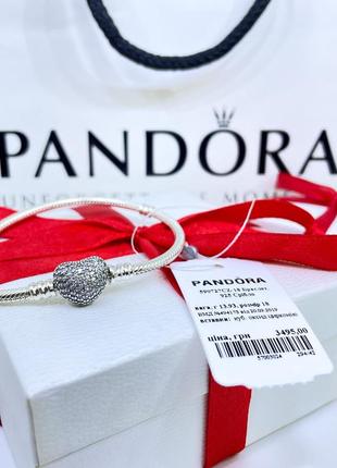 Срібний браслет пандора pandora 590727cz з сяйливою застібкою у формі серця срібло s925 ale нове з биркою