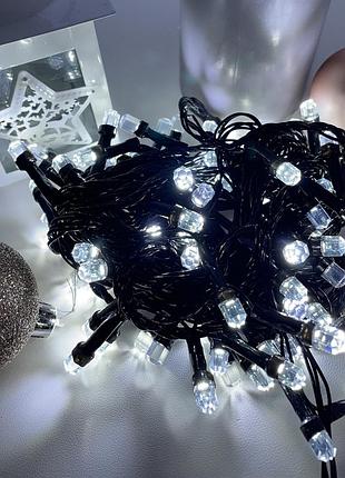 Новорічна гірлянда кристали нитка 500 led світлодіодна біла 25 м для дому та вулиці (обмежено)