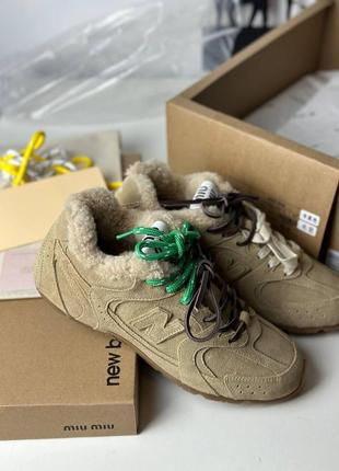 Замшевые кеди  миу миу &new balance мех