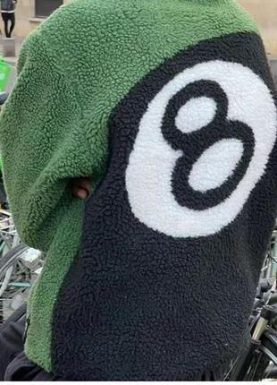 Чоловіча двостороння куртка stussy sherpa, тепла та стильна, з яскравим принтом (s-l) sherpa куртка стуссі