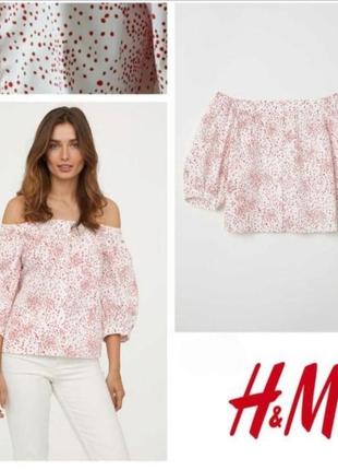 H&m хлопковая блуза в красный горошек