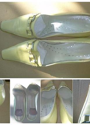 Літні кожані салатові туфлі розмір 39
