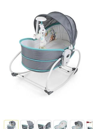 Дитяча люлька-качалка bambi 6037, сірий з блакитним