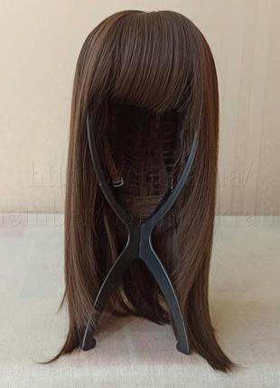 Новый темный парик, с чёлкой, термостойкая, парик