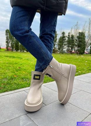 Ботинки зима jane беж кожа натуральные.