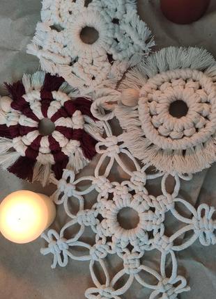 Украшения макраме, елочные украшения, новогодний декор, ангел оберегает