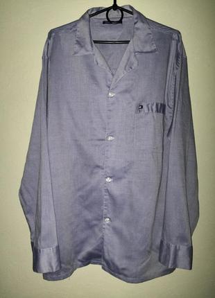 Мужская рубашка голубая на длинный рукав tommy hilfiger