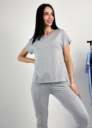 Удобный женский костюм из трикотажа спортивний костюм летний брючный прогулочный костюм повседневный на лето